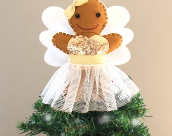 Gingerbread Angel Tree Topper - Christmas Tree Topper - Gingerbread Angel Ornament - Christmas Angel - Tree Topper - Fairy Tree Topper
