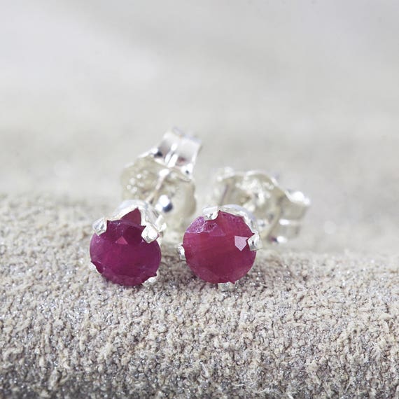 Ruby Earrings - Precious Stone Studs