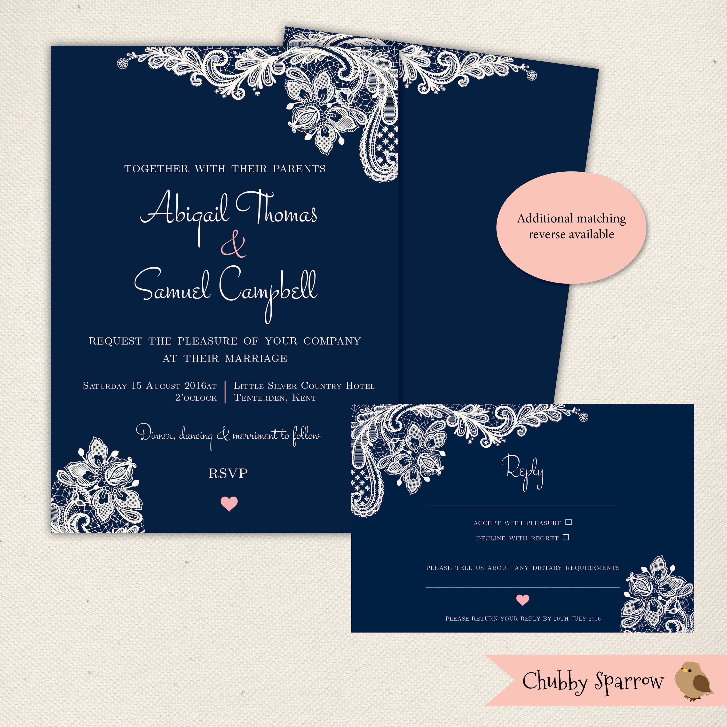 Navy Blue Wedding Invitations Kits 9