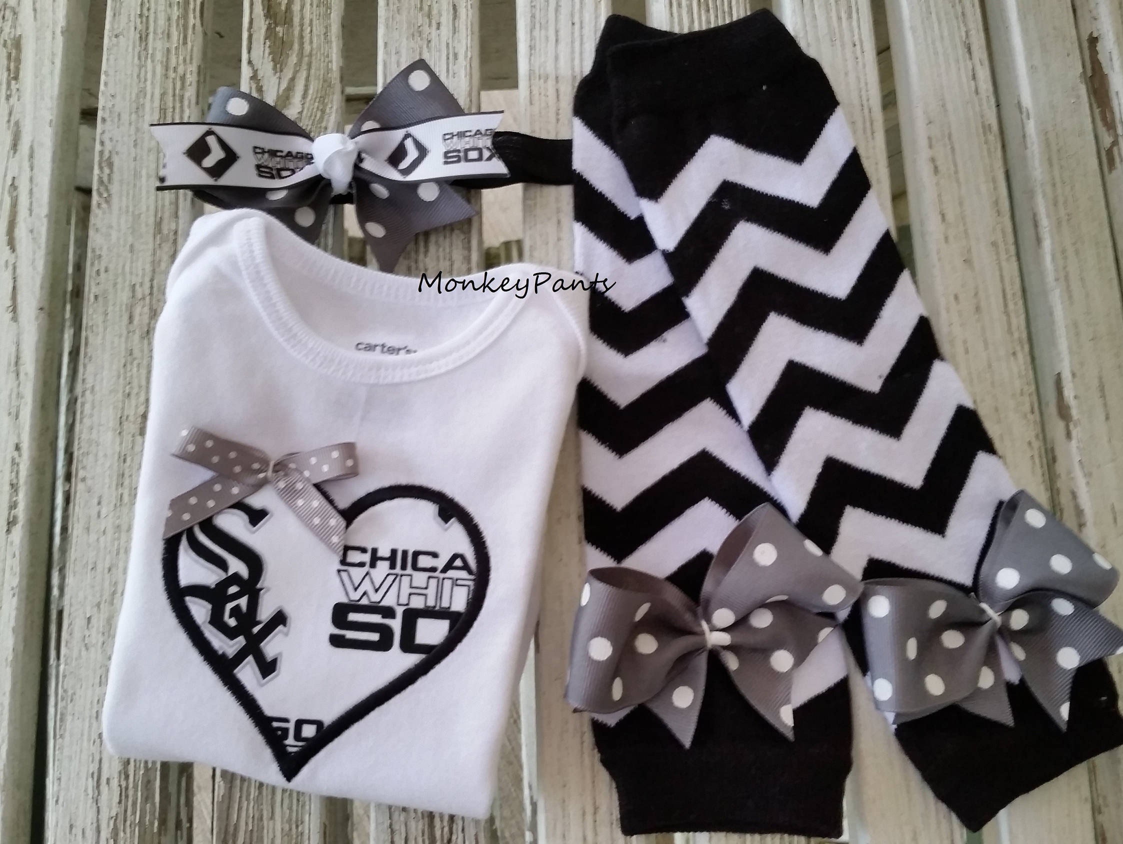 MLB Chicago White Sox Inspired Girl's Baseball Onesie