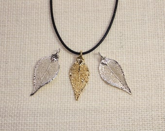 SALE Leaf Necklace, Silver Evergreen Leaf, Silver Leaf, Real Leaf Necklace, Gold Leaf, Boho Necklace, Silver Leaf Pendant, SALE321