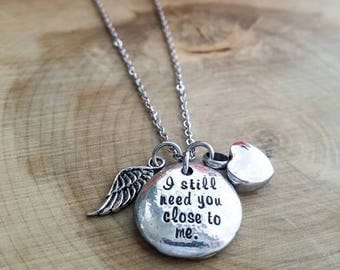 Cremation Urn necklace, urn jewelry, heart cremation necklace, cremation jewelry, sympathy gift, memorial necklace, Hand stamped urn jewelry