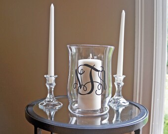 Unity Candle Holder Set - Vinyl Wedding Monogram - Glass Candle Holder - Wedding Candle - Unity Ceremony - Unity Set - Wedding Keepsake