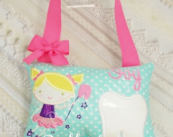 Tooth fairy pillow, Girl Personalized Tooth Fairy Pillow, Tooth Fairy, Tooth Fairy Kit, Tooth Chart, You PICK Fairy's Eye and Hair Color