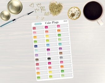 Birthday Cake Flag Stickers - Birthday Planner Stickers, Birthday Stickers, Anniversary Stickers, for use with Erin Condren Life Planner