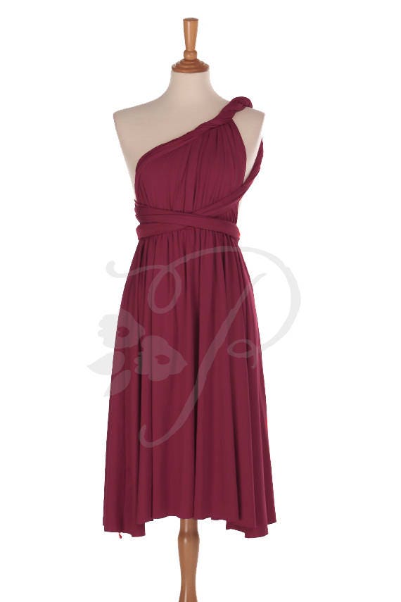 Short Straight Hem Bridesmaid Dress Infinity Dress Maroon Knee