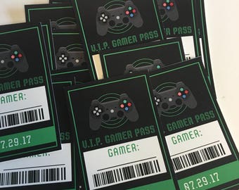 Video Game Party VIP Passes, Gamer Pass, Video Game Birthday Pass