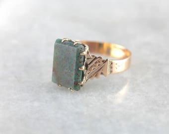 Antique Bloodstone Ring in Victorian Rose Gold, Victorian Bloodstone Ring, Antique Bloodstone Ring, Victorian Ring LAV48W-R