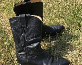 Black Leather Justin Boots
