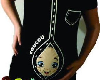 funny maternity shirt peek a boo BLACK