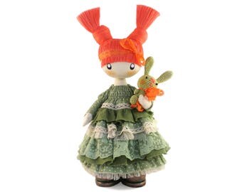 Baby Girl Gift Cute Rag Doll Lizzie READY TO SHIP Interior Doll 13" Cloth Doll Fabric Doll Textile Doll Birthday Gift Handmade Doll Fox Doll