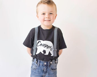 Custom name baby bear t-shirts boys