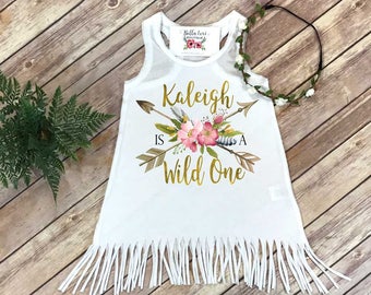 First Birthday, Wild One, Girl Birthday Dress, Personalized Birthday, 1st Birthday, Fringe Birthday Dress, Boho Birthday,Girl Birthday Shirt