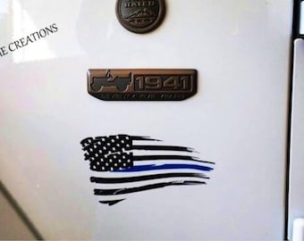 Thin Blue Line Decal, American Flag Decal. Vehicle Decals, Car Window Decal, Vinyl Decal, Jeep Decal, Wall Decal, Yeti Decal