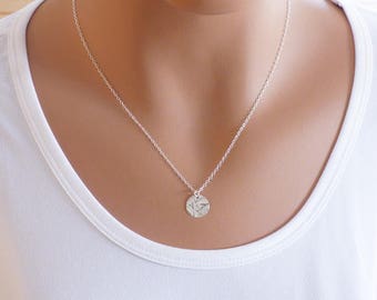 100% Sterling Silver Disc Necklace, Silver Disc Necklace, Small Disc Necklace, Disc Necklace, Tiny Disc Necklace, Bridesmaid necklace ,Disc
