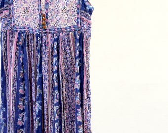 Boho Indian, Cotton Dresses, Vintage Anokhi Style, Womens Dress, Ethnic, Hippy, Boho, Festival Indian, Vintage Cotton