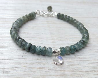 Aquamarine bracelet March birthstone Gemstone bracelet Aquamarine jewelry Birthstone jewelry Moss Aquamarine Bracelet Birthstone Bracelet