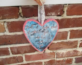 tom waits heart . print of original painting on wood heart . i hope i don't fall in love with you . tom waits wall art . lovesick . blues