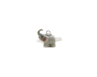 Tiny Elephant Necklace, Charm Necklace, Charm Jewelry, Dainty Elephant Pendant, Elephant Jewelry, Elephant Charm, Ceramic Elephant