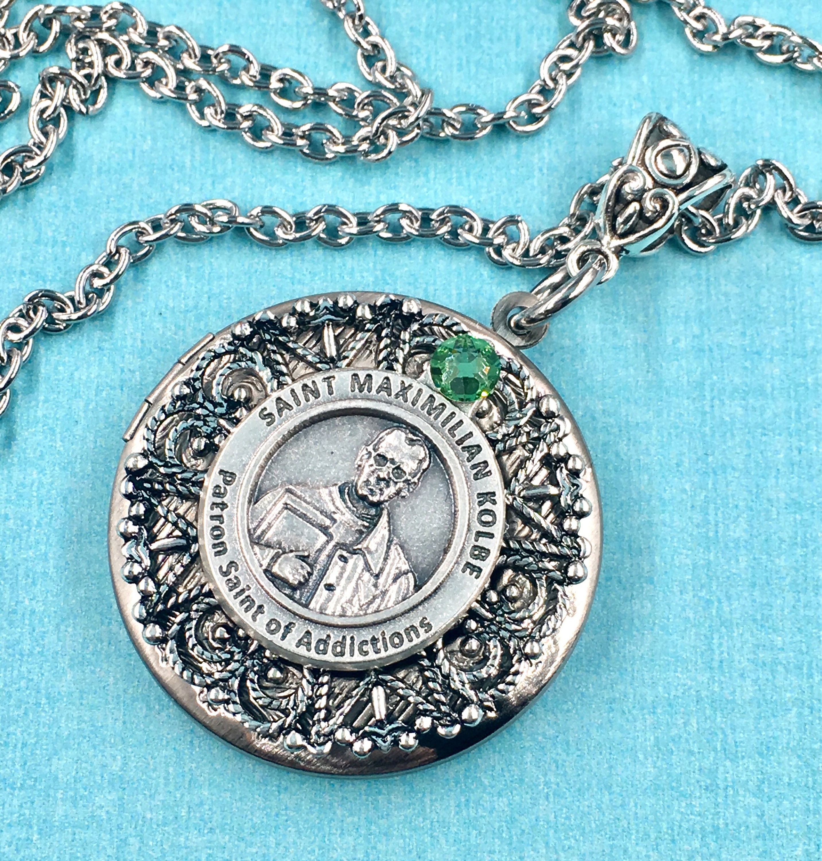 Patron Saint of Addictions St Maximilian Kolbe Locket St