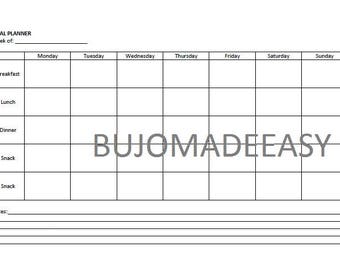 INSTANT DOWNLOAD Weekday Meal Planner Template Perfect for