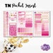 POCKET TN Insert - Pink Colorful Funtionals - 1 Sheet, Perfectly folded for Traveler's Notebooks
