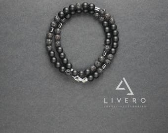 Stylish mens bracelet. Shungite bracelet. Lava bracelet. Hematite bracelet. Double wrap bracelet. Mens bracelet. Gift for HIM. Shungite