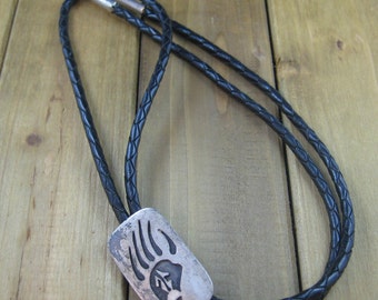 Vintage Southwest Bolo Tie Bear Claw Sterling Silver 35.4 Grams