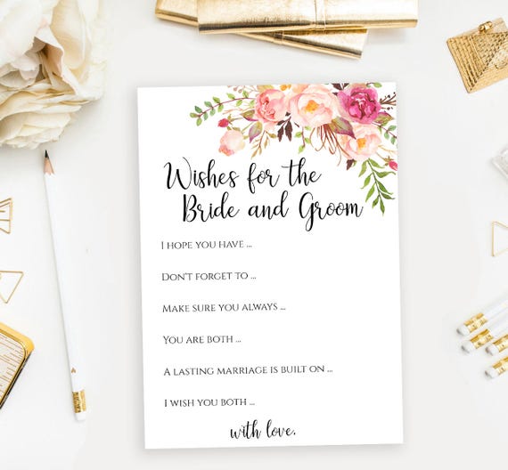  Wishes for the Bride and Groom printable Wedding advice card