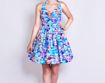 Alien dress-UFO, Space, Galaxy, Roswell, Conspiracy theory, Xfiles, Pastel, 90s, Womens halterneck