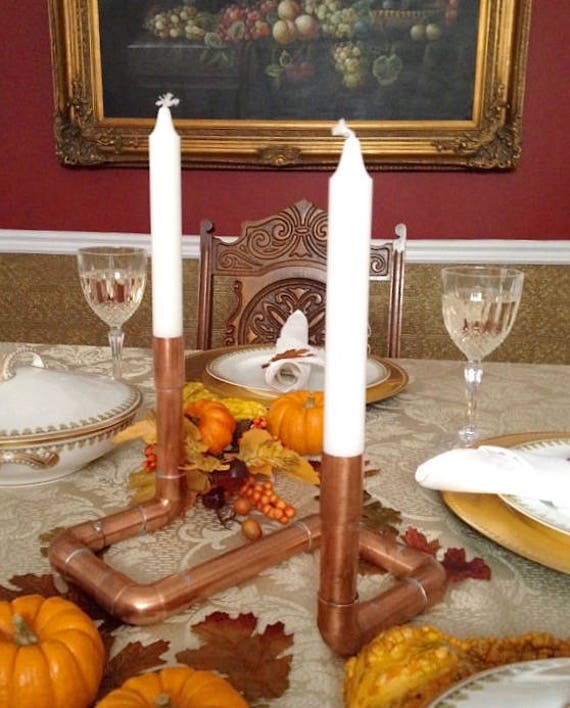 Copper Centerpiece Industrial Candle Holder Copper Pipe