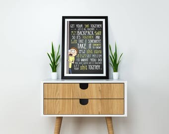 Rick and Morty // Rick and Morty Poster // Get Your Shit Together // Get Schwifty Poster // Pickle Rick // Portal Gun // Mr Meeseeks Poster