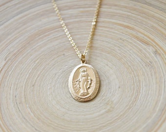Virgin Mary Necklace, Virgin Mary Pendant, The Mary Necklace, Miraculous Medal Necklace, The Virgin Mary Necklace, Virgin Mary Choker