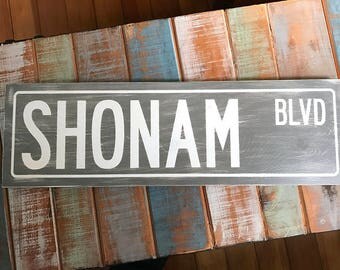 Wood Signs, Street Sign, Custom Street Signs, Personalized Street Sign, Distressed signs, New Home Housewarming Gift, Wooden Signs, 5.5x18
