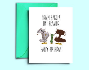 Gym birthday card | Etsy