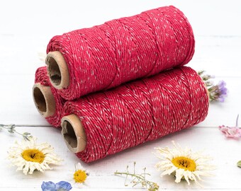 Red Bakers Twine, 4th July, 1mm, 205 feet, 4ply, Metallic Twine, Hemp Twine, Hemp Bakers Twine, Christmas -T64