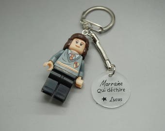 porte clé Lego Harry Potter cabochon "Marraine qui déchire" avec prénom personnalisable