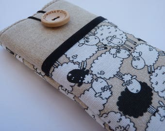 Sheep iPhone 7 Case, Fabric Pouch iphone, iPhone 6s cover, iPhone 7 Pouch, iPhone SE sleeve, iPod 6G Sleeve, iPhone 7 Plus sleeve, iPhone 5