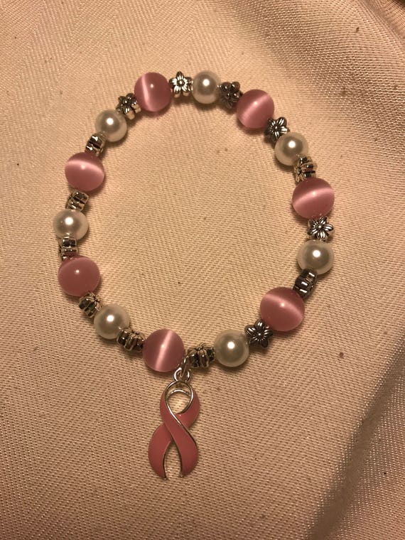 Breast Cancer beaded bracelet
