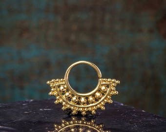 SALE Gold Septum Ring For Pierced Nose, Septum Jewelry, Tribal Septum, Gold Plated, Septum Ring 18g, Tragus, Helix, Cartilage Earring