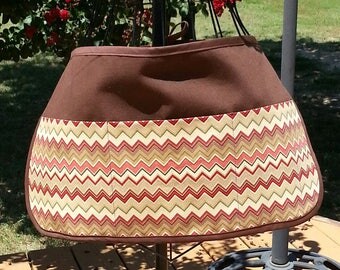 Brown with Chevron Stipe Pocket Half Apron - Vendor, Teacher, Waitress, Daycare or Gardner