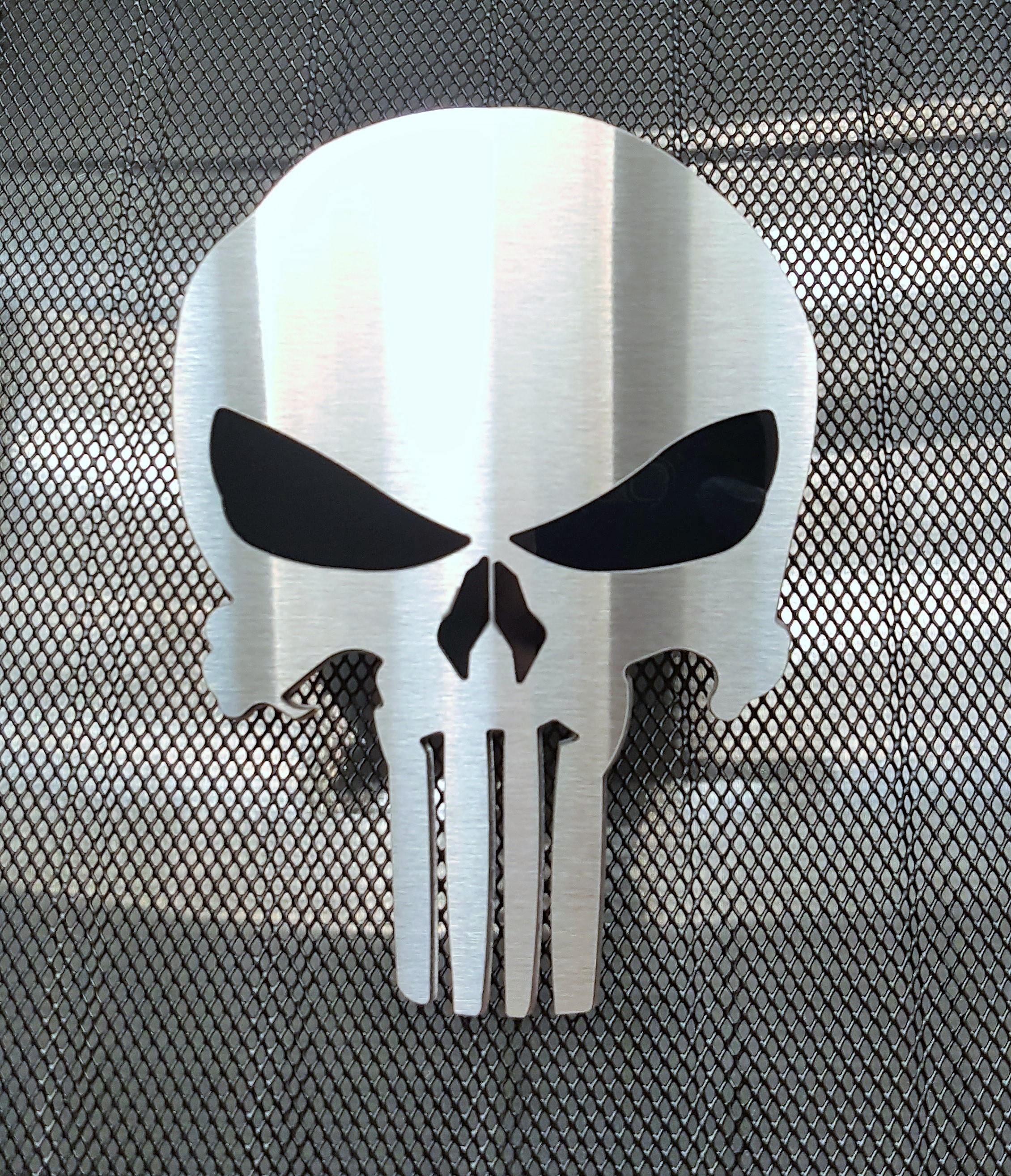 Punisher Skull Brushed Stainless Steel Grille Emblem