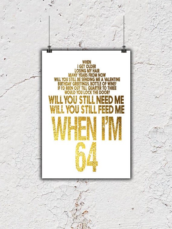 When I'm 64Beatles Lyrics Beatles Art Wall Art Beatles