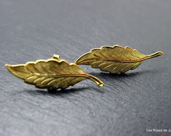 Gold leaf earrings leaf earrings