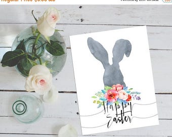 SALE Happy Easter Printable Card Easter Print Bunny Happy Easter Card Watercolor Art Watercolor Easter Bunny Print Printable Art Watercolour