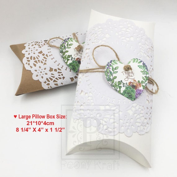 Set of 12 Large Pillow Boxes With Gift Tags Pillow Favor