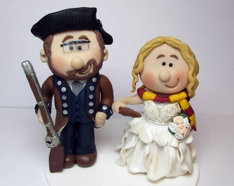 Harry Potter and Soldier themed Wedding cake topper, Personalised bride and groom Cake topper, custom wedding,
