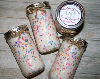Birthday Cake Scented Soy Candle/Birthday Cake Candle/Mason Jar Candle/Mason Jar Birthday Cake Candle/Funfetti Candles/Birthday Gift Candles