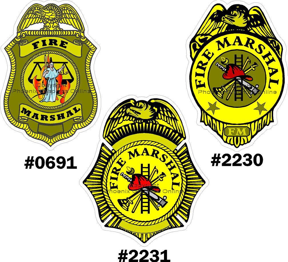 Fire Marshal Badge Reflective decal / sticker