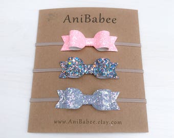 Glitter Bow Headband, Baby Girl Headband, Baby Bows, Baby Headband, Baby Hair Bows, Newborn Headband, Baby Girl Bows, Bow Headband Set